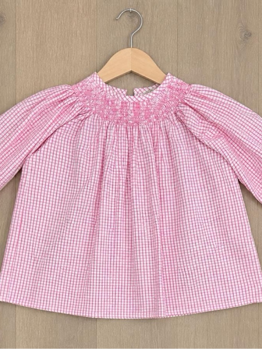 The Beaufort Bonnet Company Girls Size 10 Pink Check Smocked Long Sleeve Dress